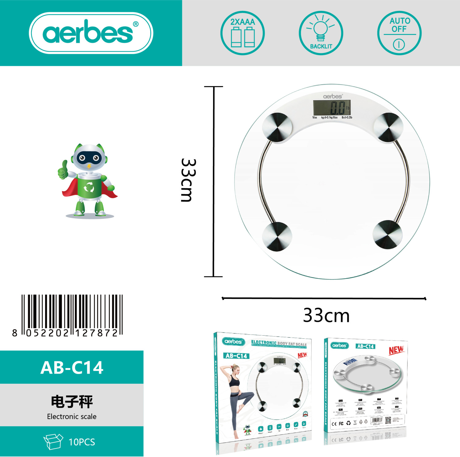 AB-C14 Digital Body Weight Scale – 180kg Electronic Bathroom Scale